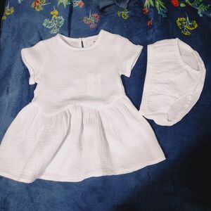 Ollie's Day Dress Infant White  Gauze Size 12-18m
